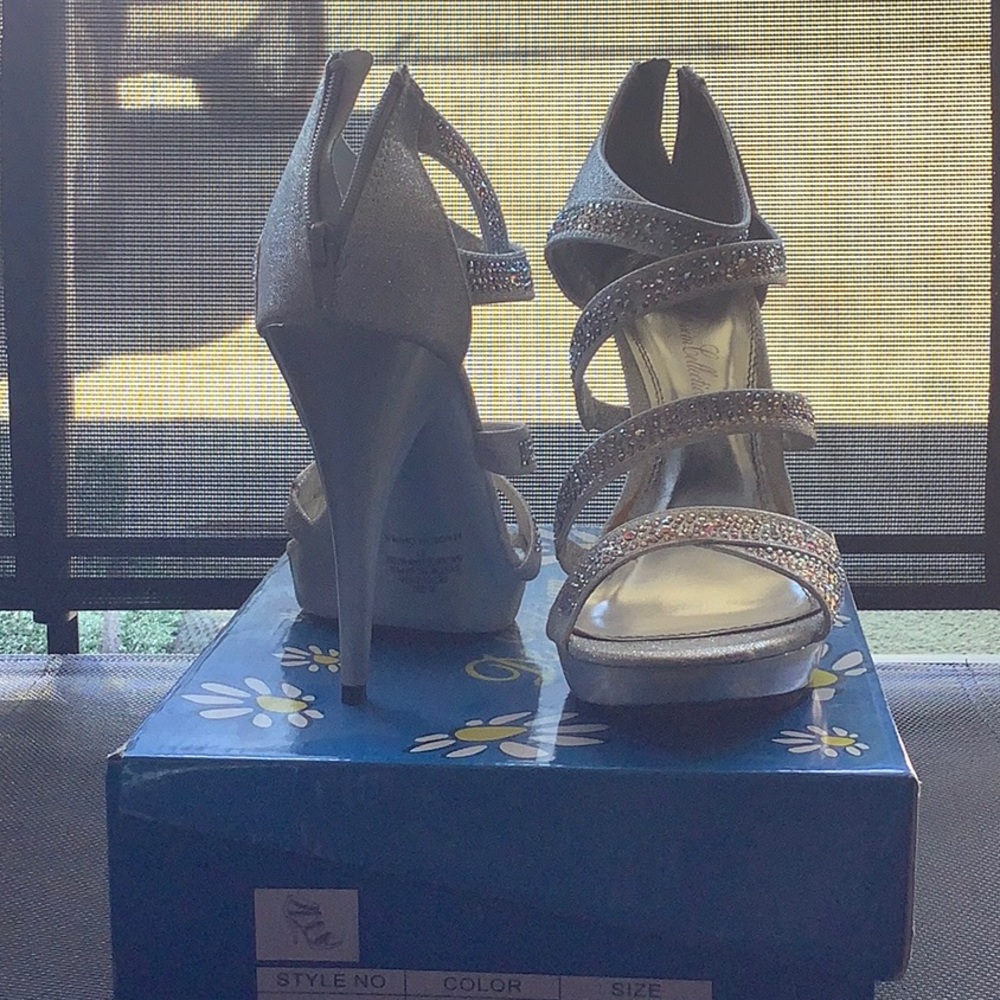 Silver sparkles stilettos